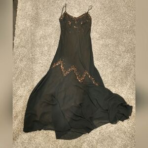 Xscape Y2K Brown Beaded Sequin Fairy Dress (Size 8/Medium)